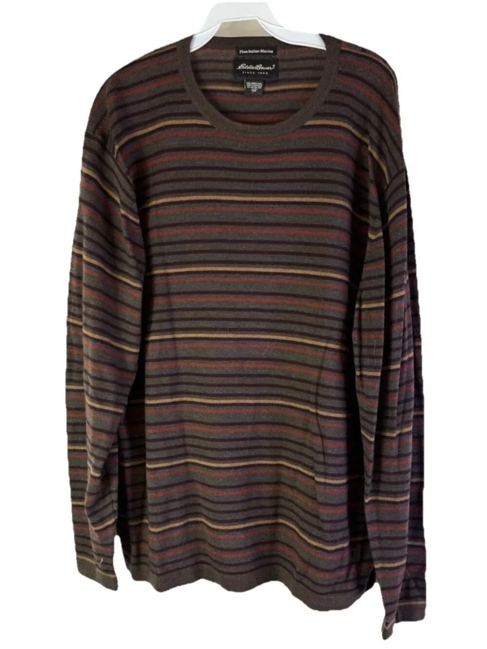 Vintage 90s Eddie Bauer Sweater Merino Wool Rainbow Stripe